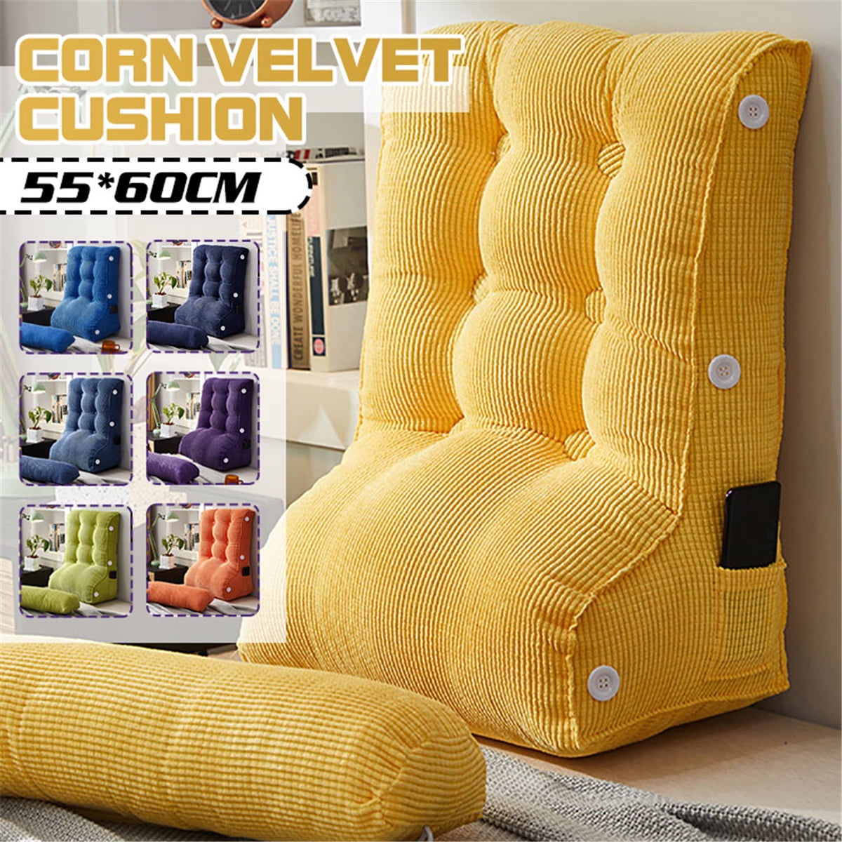 24'' Triangle Cushion Wedge Shaped Reading Pillow Back Wedge Cushion