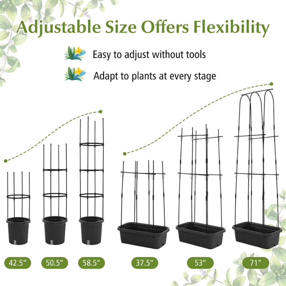 Yardi Yard 2 Pack Garden Planters with Trellis Cucumber Trellis Tomato Cage-Black, Raised Garden Bed for Patio or Yard Gardening