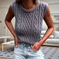 thumbnail image 4 of Summer Knit Tank Top for Women - Lazy Round Neck Sleeveless Fashion Shirt Gray M, 4 of 5