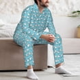 thumbnail image 7 of Honeii Cartoon Teeth Pattern Mens Pajamas Set,2pcs Men's Lounge Long Sleeve Sleep Shirt and Pajama Bottoms Sleepwear Set,Mens Pjs Sets-XX-Large, 7 of 7