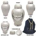 thumbnail image 7 of Cremation Urns- Dom Top Urn White Enameled with Wings of Heart Adult Urn –Best Urn for Human Ashes – Funeral Urn., 7 of 7