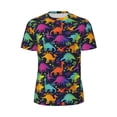 thumbnail image 5 of Wukai Colorful Dinosaur Print Men's Short-Sleeved Mesh T-Shirt,Quick-Dry Short Sleeve Workout T-Shirt-, 5 of 8