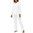 thumbnail image 4 of Amidoa White 2 Piece Sets for Women Cotton Ruffle Drawstring Cute High Waist Pants Tracksuit Womens Sweatsuit XXL, 4 of 6