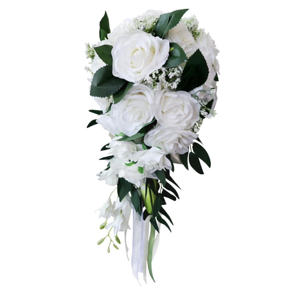 Wedding Bride Bridal Waterfall Artificial Hand Rose Flower ,