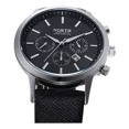 thumbnail image 4 of Reloj de pulsera North 6009 de cuerpo color plateado, analógico, para hombre, fondo negro, con correa de cuero color negro, agujas color plateado, dial blanco y plateado, subesferas color negro,, 4 of 8