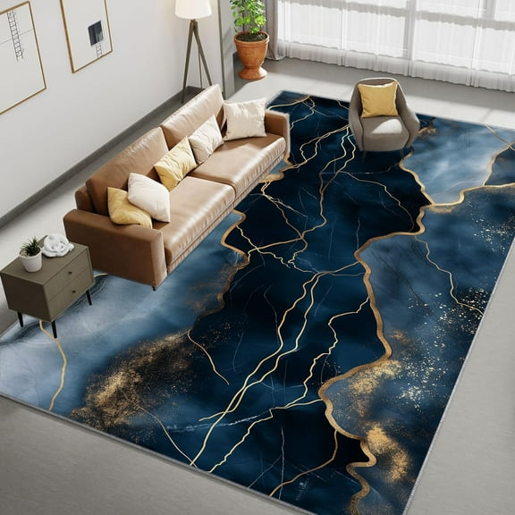 Area Rugs, Marble Abstract Stripes Rug Home Modern Carpet, Luxury Fluid Carpet Non-Slip Carpets Rectangle Rug For Living Room, Bedroom, Office And Indoor Decoration