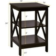 thumbnail image 2 of Spaco 3-Tier X-Design Nightstands with Storage Shelves for Living Room Bedroom-Espresso, Nightstand Small Side Table, End Table for Bedroom Living Room, 2 of 6