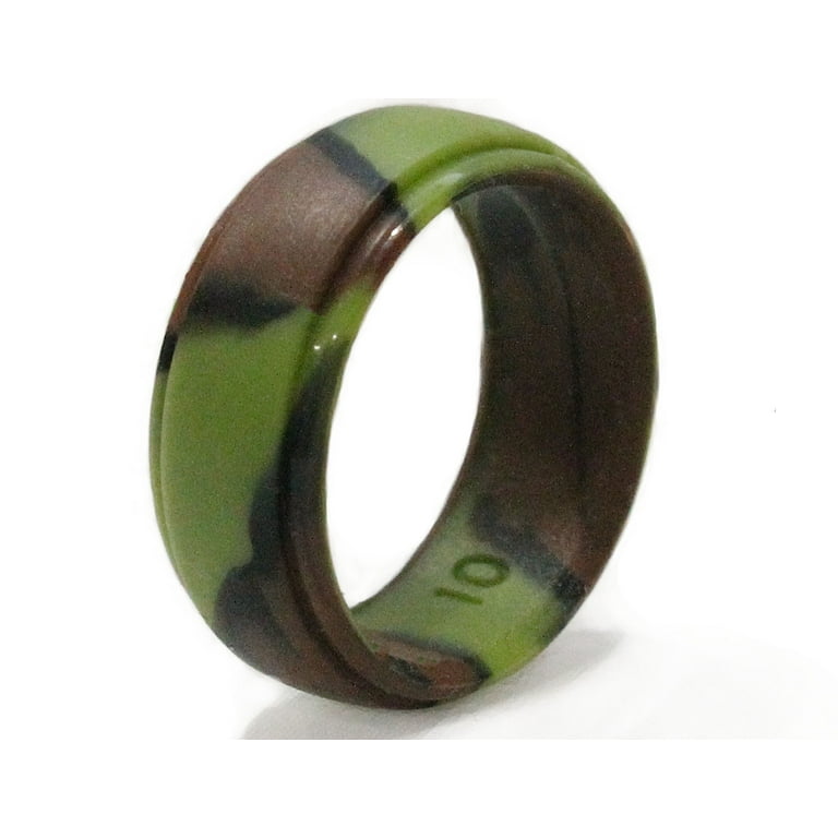 Silicone Rubber Wedding Rings for Men Gift Pack Black Blue Camo