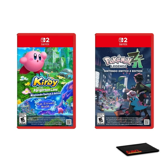 Nintendo Kirby and the Forgotten Land –  Switch 2 Edition and Star-Crossed World   Nintendo Pokémon Legends: Z-A - Nintendo Switch 2 Edition   Microfiber Cleaning Cloth