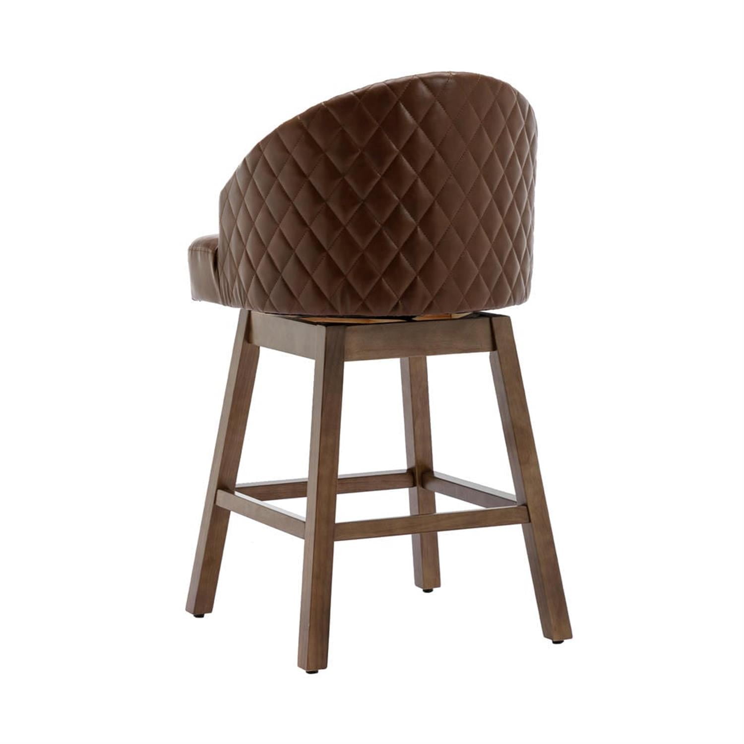 Demi Bonn 39" Counter Height Bar Stools Set of 2, PU Leather Upholstered Swivel Barstools with Backrest, Kitchen Island Countertop Chairs for Dining Room, Brown