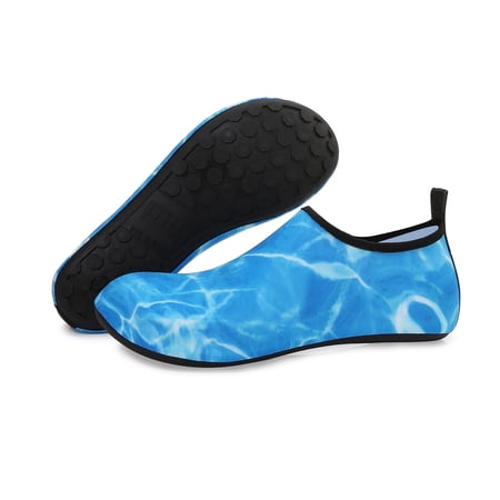 Men and Women a Slip On Barefoot Quick-Dry Beach Aqua Yoga Water Shoes (Aqua/Blue  7.5-8.5 Women/6.5-7.5 Men)