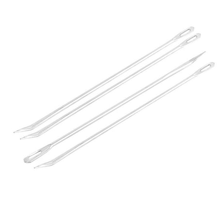 Metal Curved Bent Tip Bag Packing Stitching Needles Silver Tone 4