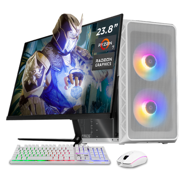 Xtreme PC Gaming AMD Radeon Vega Renoir Ryzen 7 5700G 32GB SSD 1TB Monitor 23.8 WIFI White