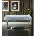 thumbnail image 6 of Chic Home Carolyn Fur Modern Luxe Chrome Metal Frame Ottoman Bench, Grey, 6 of 6