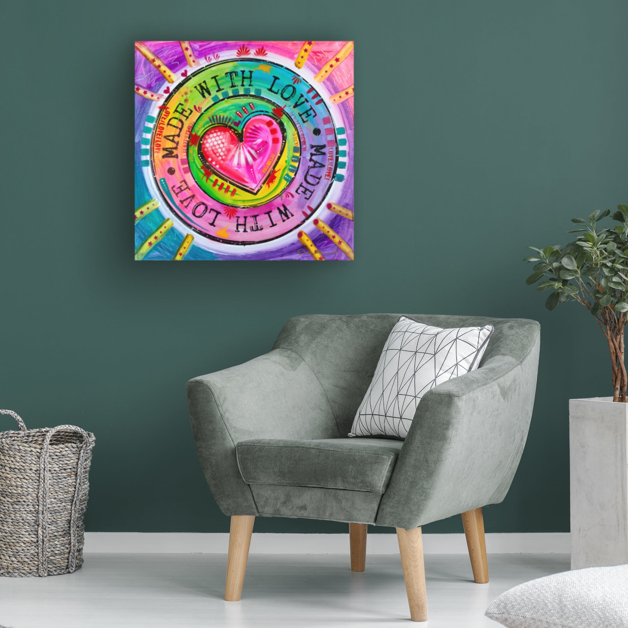 Canvas Wall Art - Dean Russo 'Made with Love' Wall Art for Living Room, Bedroom, or Office Décor by Trademark Fine Art - 18 x 18 Inches