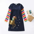 thumbnail image 5 of Tdoqot Little Girls Dresses- Cotton Long Sleeve Crew Neck T Shirt Dress Kids Spring Clothes Navy Size 5T, 5 of 8