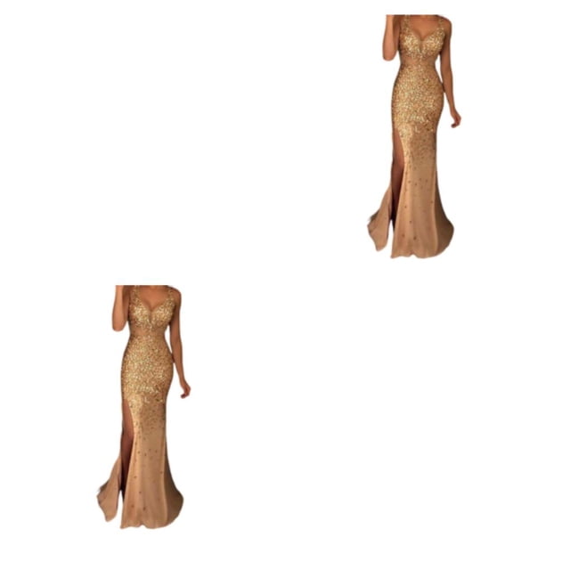Vestido de noche Sonducket Traje de fiesta Escote en V Hendidura Brillo Ropa de dama Lavable S M L XL XXL 3XL