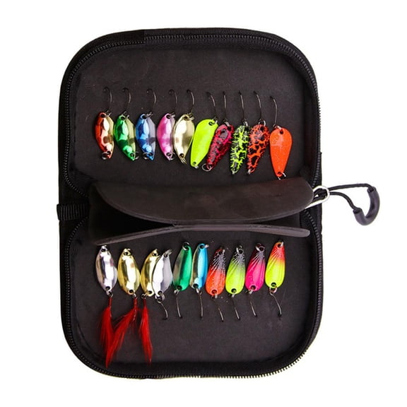 CEORPER 20x Fishing Spoons Lures Kit with Tackle Box, Spoons Hard Fishing Lures, Metal Fishing Lures, Fishing Sequin Lures Baits