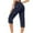 Navy, variant on Povozer Cargo Capri Pants for Women High Waisted Relaxed Fit Elastic Knit Waist Casual Capris Trousers Cropped Pants(Khaki,L)