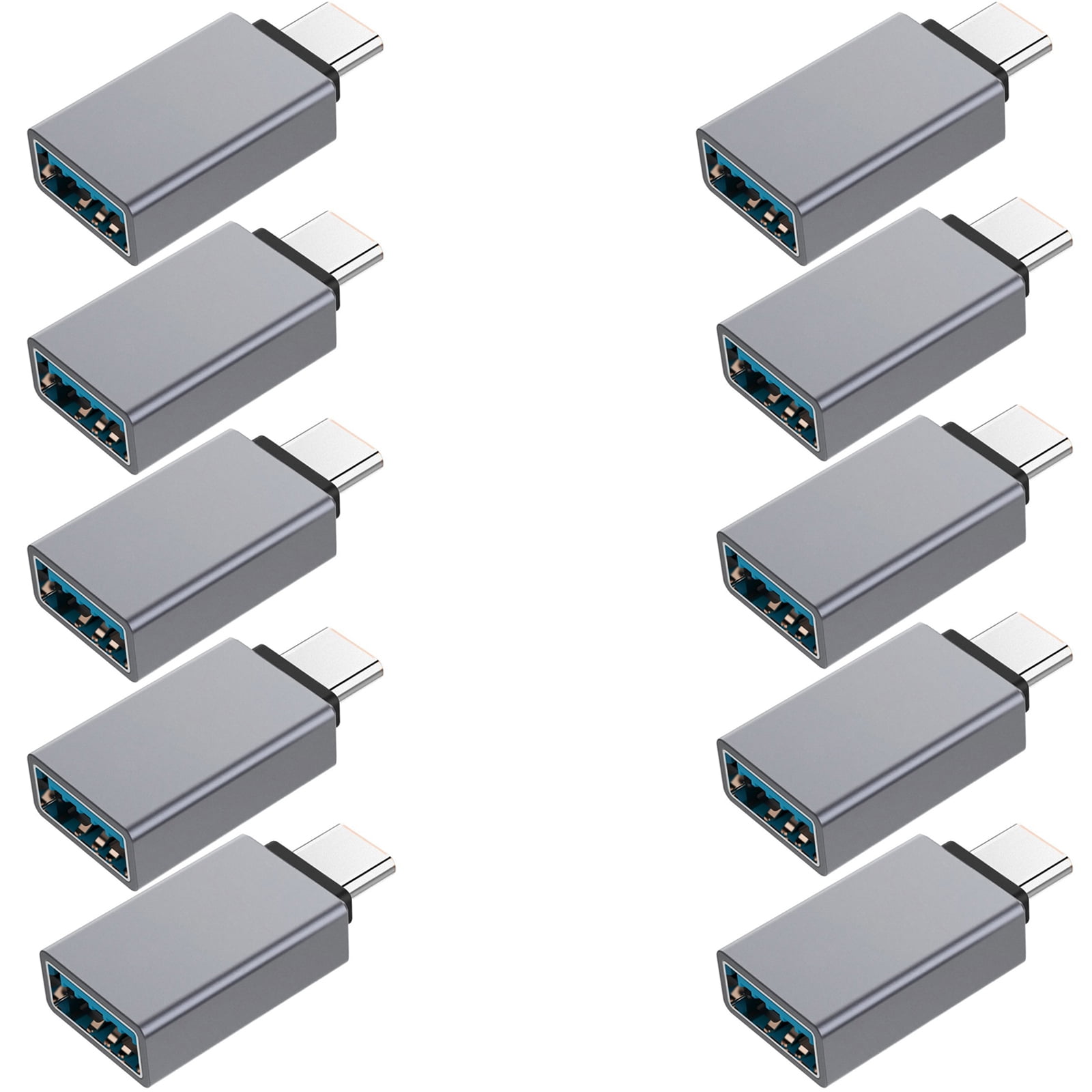 FREEDOMTECH USB C to USB Adapter Type C OTG (10-Pack) USB C Male to USB 3.0 A Female Connector Compatible for MacBook Pro 2019 2018, Samsung Galaxy S10 S9 S8 Note 9 8, LG V40 V30 G6, Google Pixel 2 XL