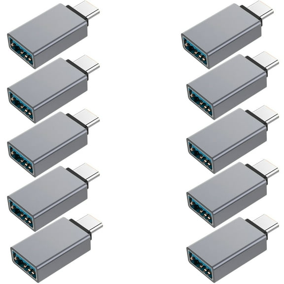 FREEDOMTECH USB C to USB Adapter Type C OTG (10-Pack) USB C Male to USB 3.0 A Female Connector Compatible for MacBook Pro 2019 2018, Samsung Galaxy S10 S9 S8 Note 9 8, LG V40 V30 G6, Google Pixel 2 XL