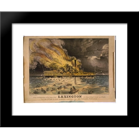 Awful conflagration of the steam boat Lexington in Long Island Sound on Monday eveg., Jany. 13th 1840 20x24 Framed Art Print by Currier and