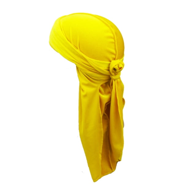 Baohd Velour Headwraps Assorted Colors Long Tail Pirate Hat Windproof Single Layer Attractive Elasticity Comfortable Hair Bonnet Yellow