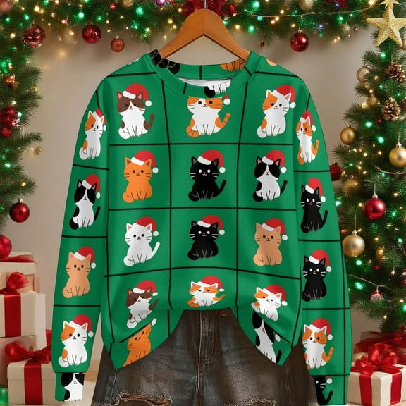 Mifsaly Ugly Christmas Sweatshirt for Women Cute Fleece Warm Xmas Pullover Tops Oversized Long Sleeve Crew Neck Shirts Merry Bright Festival Party Blouse 2025 Holiday Outfits Funny Gifts