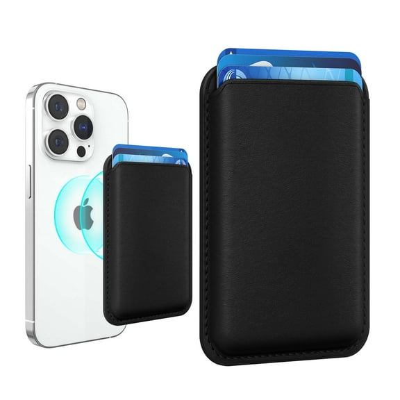 Magnetic Mag-safe Wallet Cell Phone Card Holder for Phone Case with Mag-Safe, Stronger Magnetic RFID Leather Phone Wallet Stick on Series of iPhone 15/14/13/12 and Pro/Promax