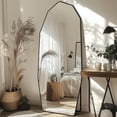 thumbnail image 3 of Antok Full Length Mirror 71" x 28" Large Floor Mirror Standing Mirror, Aluminum Wavy Frame, Wall Mounted or Leaning, Decorative for Living Room Bedroom Entryway, Black, 3 of 7