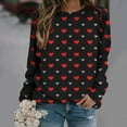 thumbnail image 2 of Valentine's Day Shirt for Women Love Heart Print Long Sleeve Tops Casual Loose Crewneck Sweatshirt Graphic Gift Blouses, 2 of 5