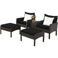 thumbnail image 2 of Costway 5PCS Patio Rattan Wicker Furniture Set Sofa Ottoman Coffee Table Cushioned Black, 2 of 10