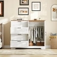 thumbnail image 3 of Armoire Garde-Robe avec 4 Tiroirs, Tringle Suspendue, Commode Multifonctionnelle en Bois avec Rangement, 3 of 7