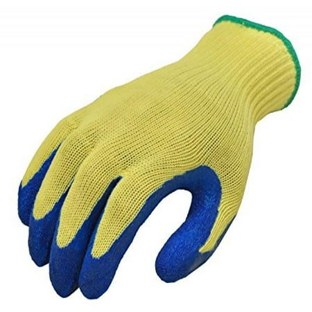 Kevlar Knit Shell Glove - G & F 1607M Cut Resistant Work Gloves, 100-Percent Kevlar Knit Work Gloves, Heavy Weight Textured Blue Latex Coated, Medium, 1 Pair