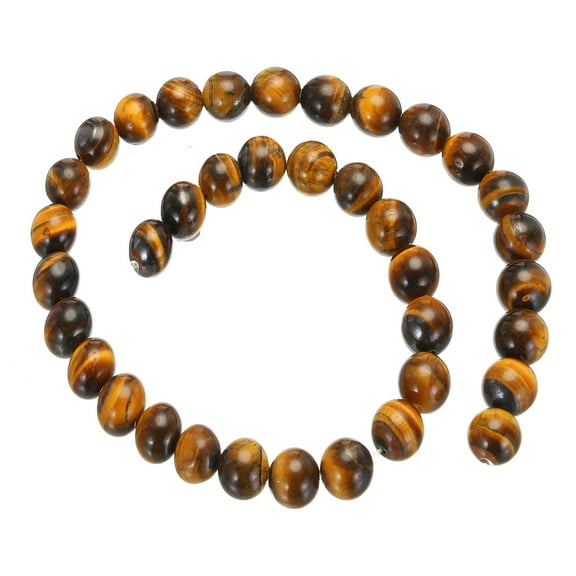 Uxcell 36 Pcs Natural Stone 10mm Tiger Eye Brown Beads Gemstone Beads for Bracelet Necklace Jewelry Making