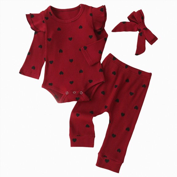 Little Girls Baby Fall Winter Outfit Wear Print Long Sleeve Shirt Tops Casual Pants 2 Pcs Sets Girl Clothes,9-12 Months,Wine