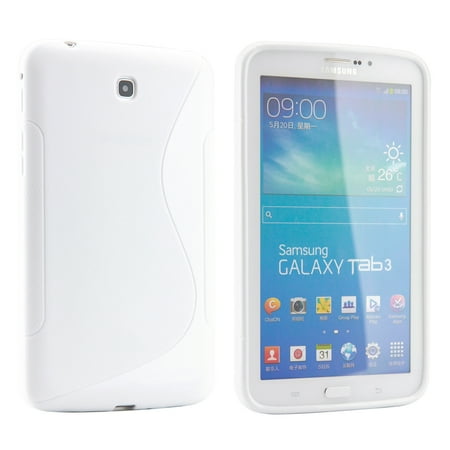 White S Shape 2 Tone Glossy Matte TPU Gel Soft Case Back Cover Skin for Samsung Galaxy Tab 3 7.0 P3200 Tablet