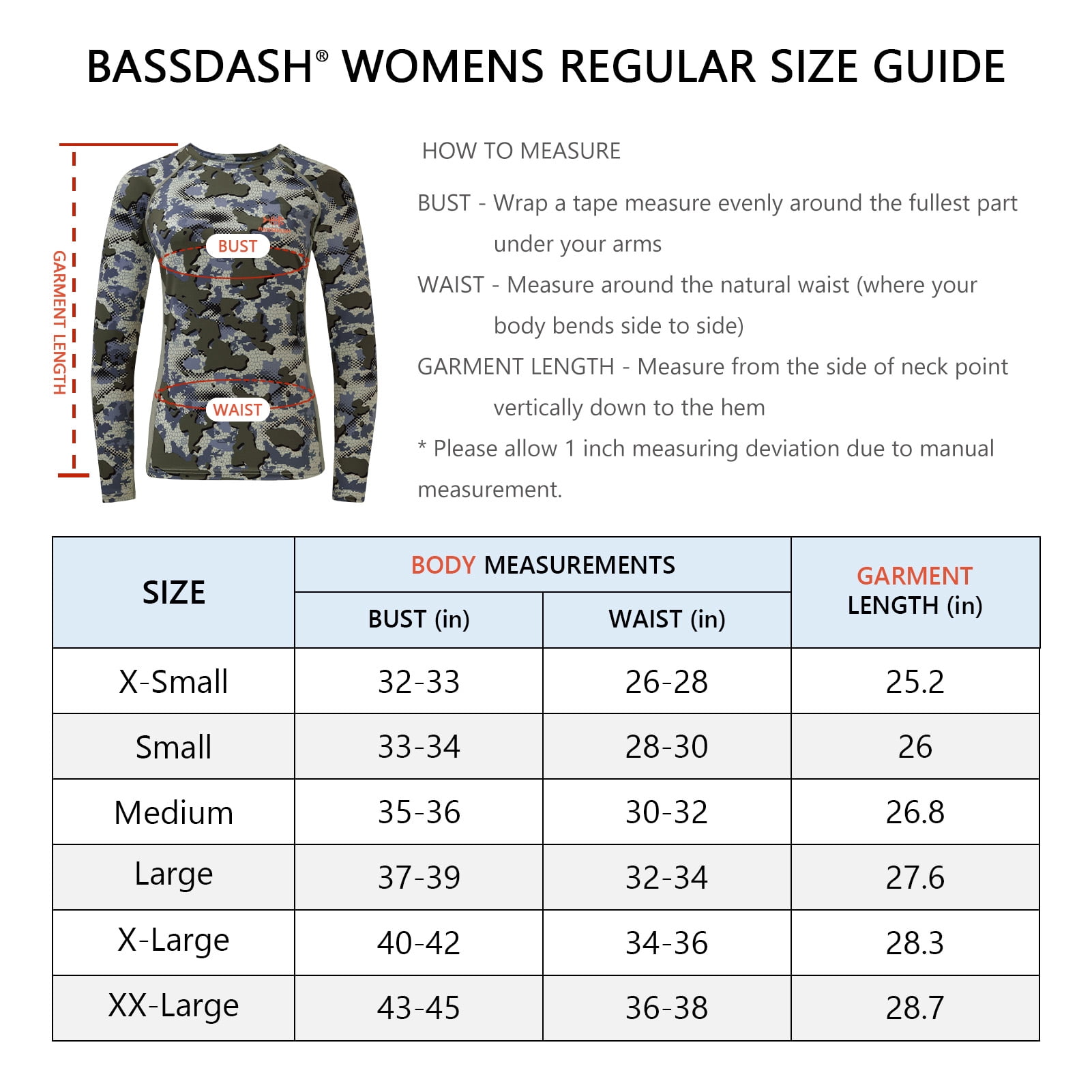BASSDASH Women’s Camo Hunting Shirt Long Sleeve UPF 50+ Sun Protection Performance Tee fishing Hiking