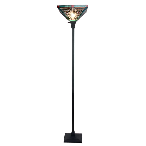 CHLOE Lighting INNES Mission Tiffany-style Blackish Bronze 1 Light Torchiere Lamp 14" Wide