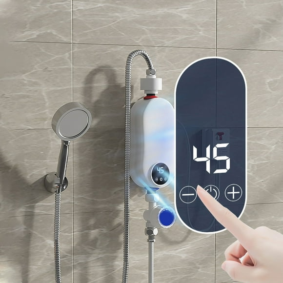 Popular Picks,Home Appliances,3500W Instant Water Heater | Fast Heating Thermostatic Shower Set for Kitchen & Bathroom | Mini Water Heater with Temperature Control, 110V, | Plastic, White-297
