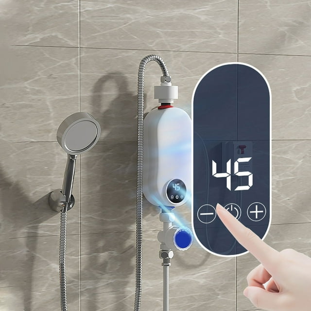 ZZwxWA 3500W Instant Electric Water Heater Fast Heating Mini Small Electric Kitchen Treasure Thermostatic Shower Shower Set-110V