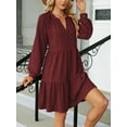 thumbnail image 3 of GXFC Women Maternity Dress Casual Long Sleeve V Neck Pleated Swing Dress Casual Plus Size A-line Mini Dress for Pregnancy 2XL, 3 of 8