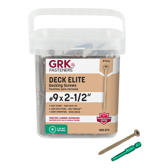 GRK Deck Elite Screws - #9 x 2.5 In, 400 Count