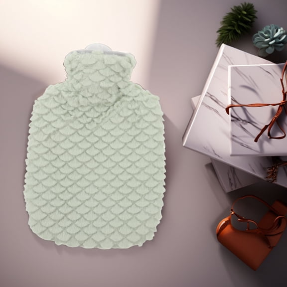 Supvox Hot Water Bottle Refillable Warm Water Bag With Soft Cover Green 1Set