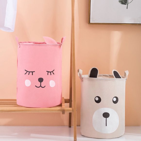 2Pcs Cartoon Laundry Basket Collapsible Waterproof Clothes Storage Basket with Handle for Laundry