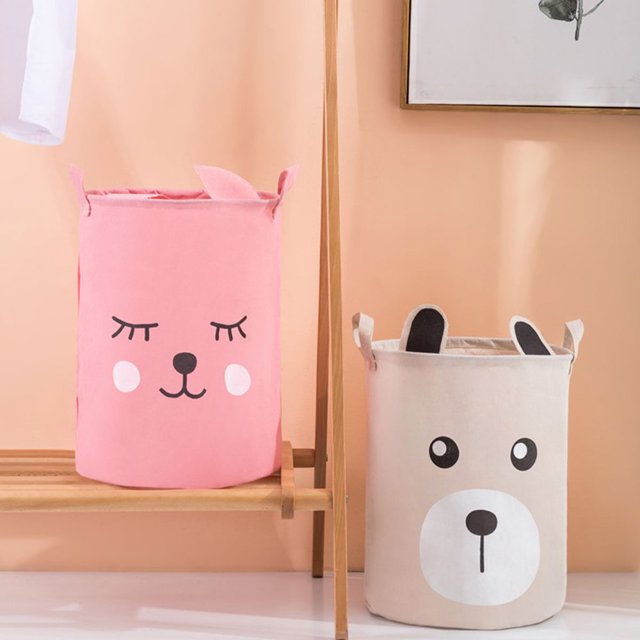 2Pcs Cartoon Laundry Basket Collapsible Waterproof Clothes Storage Basket with Handle for Laundry