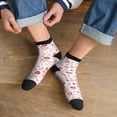 thumbnail image 3 of Rateoe Flower Leaves Pattern Quarter Crew Socks,Toe Seamed Ankle Socks,Cotton Cushioned Breathable Athletic Crew Sports Socks, 3 of 7