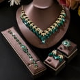 thumbnail image 6 of AEXTP Rhinestone Bridal Wedding Jewelry Sets Gold Necklace Earrings Set Leaf Prom Formal Costume Jewelry Set for Women and Brides, 6 of 7
