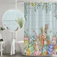 thumbnail image 5 of Easter Shower Curtain, Waterproof Shower Curtains for Bathroom, Spring Rabbit Tail Eggs Eucalyptus Leaves Wood Washable Fabric Bathtub Curtain Set Bath Decor with 12 Hooks Extra Long 72"x96", 5 of 8