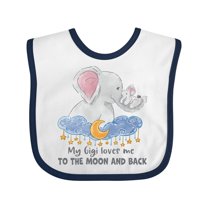 Inktastic My Gigi Loves Me to the Moon and Back Elephant Family Boys or Girls Baby Bib